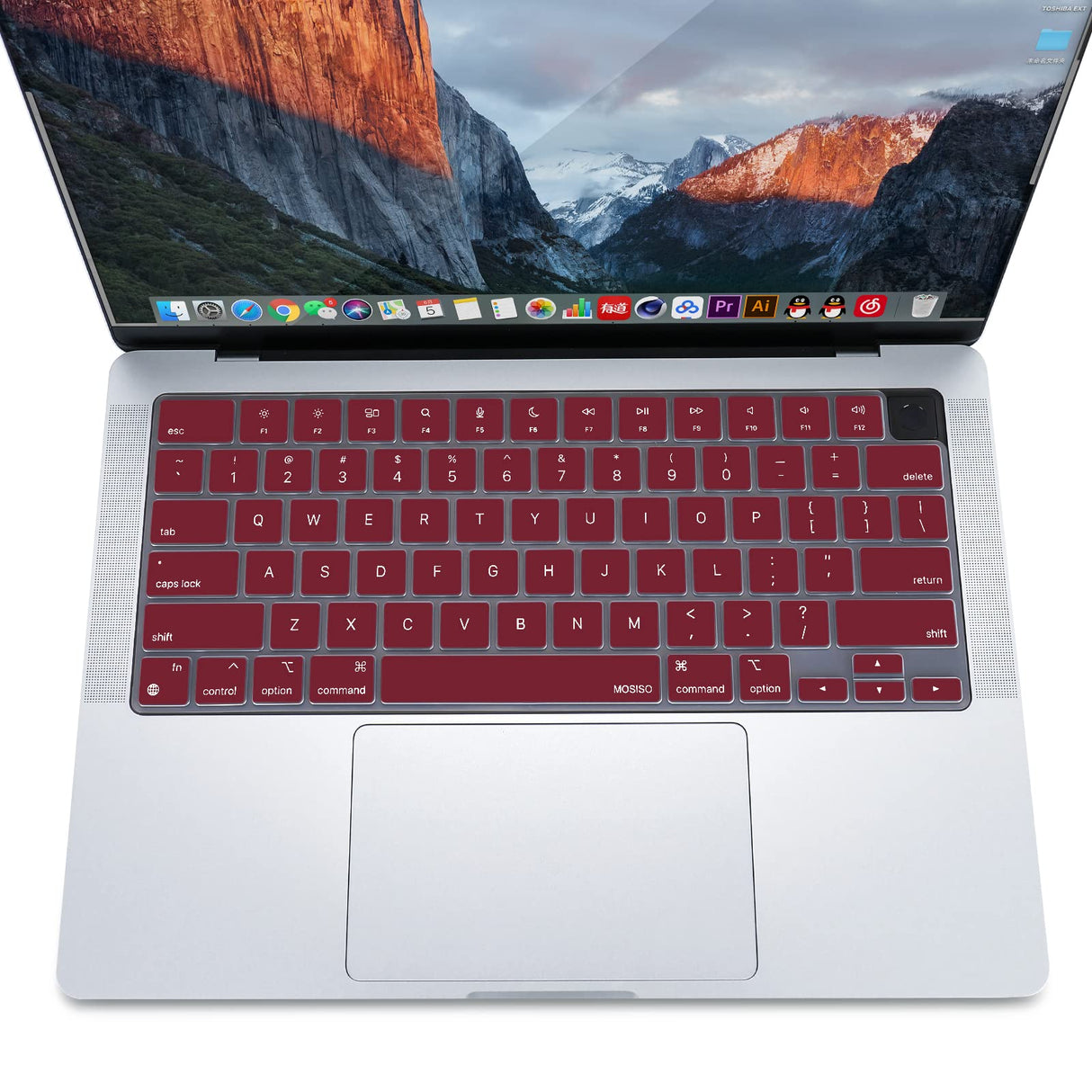 Keyboard Cover Skin For MacBook Air Pro 13 13.6 14 15.3 16 A2442 A2779 A2485 A2780 A2681 A2941 M1 M2 2021 to 2023 Wine Red