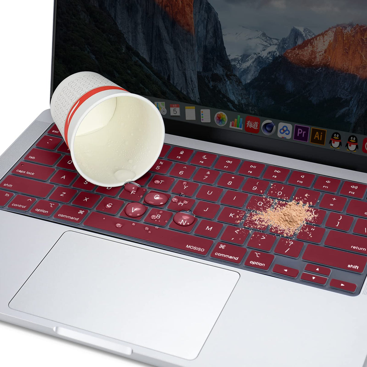 Keyboard Cover Skin For MacBook Air Pro 13 13.6 14 15.3 16 A2442 A2779 A2485 A2780 A2681 A2941 M1 M2 2021 to 2023 Wine Red