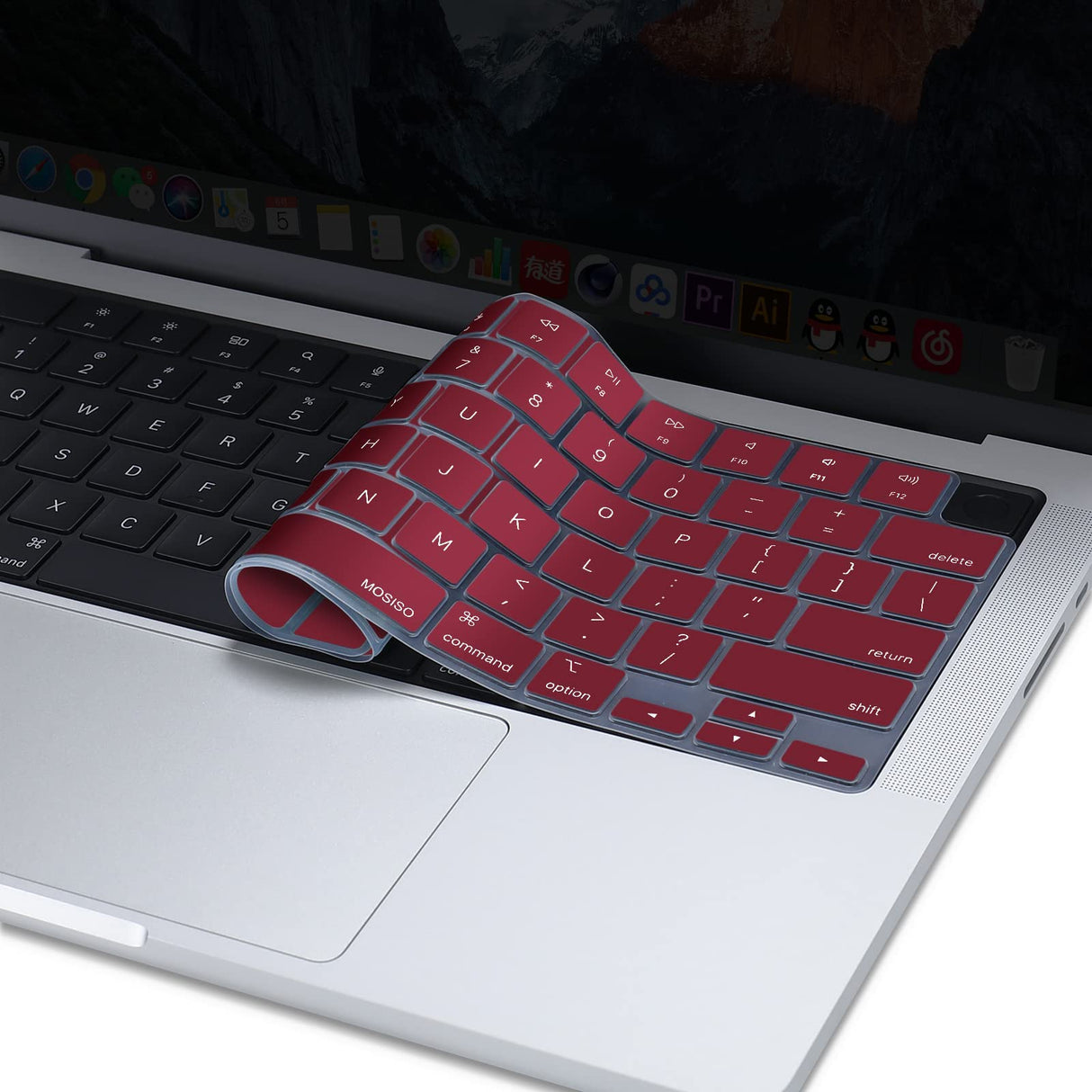 Keyboard Cover Skin For MacBook Air Pro 13 13.6 14 15.3 16 A2442 A2779 A2485 A2780 A2681 A2941 M1 M2 2021 to 2023 Wine Red