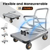 1000KG Capacity Heavy Duty Foldable Platform Truck Flatbed Push Cart Steel Dolly Trolley Cart Brake