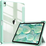 Smart Clear Case for iPad 10.9 Inch (2022) with Apple Pencil Holder - Auto Wake/Sleep Soft TPU Protection in Green