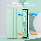 Smart Clear Case for iPad 10.9 Inch (2022) with Apple Pencil Holder - Auto Wake/Sleep Soft TPU Protection in Green