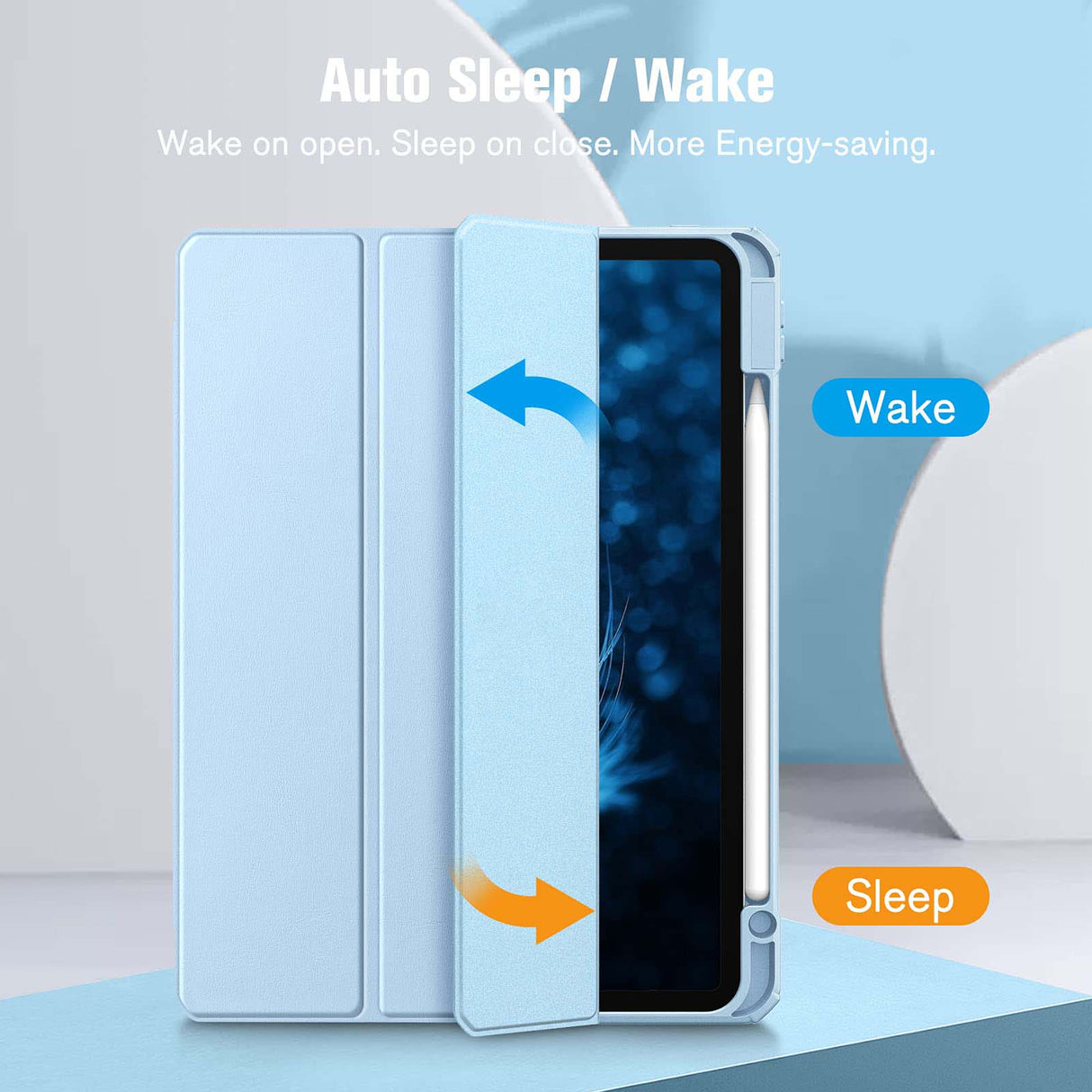 Premium Ice Blue TPU Case for iPad Pro 11" (2018-2022) with Auto Sleep/Wake, Stand Feature & Pencil Holder