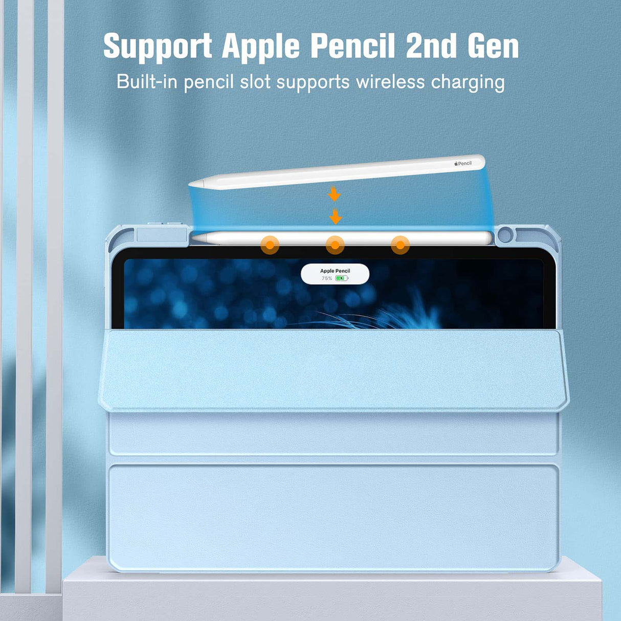 Premium Ice Blue TPU Case for iPad Pro 11" (2018-2022) with Auto Sleep/Wake, Stand Feature & Pencil Holder