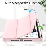 Pink Soft TPU Smart Case for iPad Pro 11 Inch (2018-2022) with Auto Sleep/Wake, Stand, Clear Cover & Pencil Holder