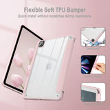 Pink Soft TPU Smart Case for iPad Pro 11 Inch (2018-2022) with Auto Sleep/Wake, Stand, Clear Cover & Pencil Holder