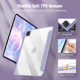 iPad Pro 11 Inch 2020-2022 Soft Tpu Smart Premium Case Auto Sleep Wake Stand Clear Cover Pencil holder Purple