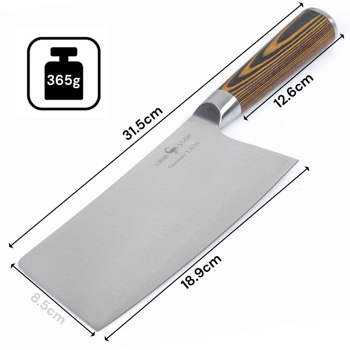 Professional Pakkawood Handle Cleaver Knife - Versatile Kitchen Chef Knife for Meat and Vegetables