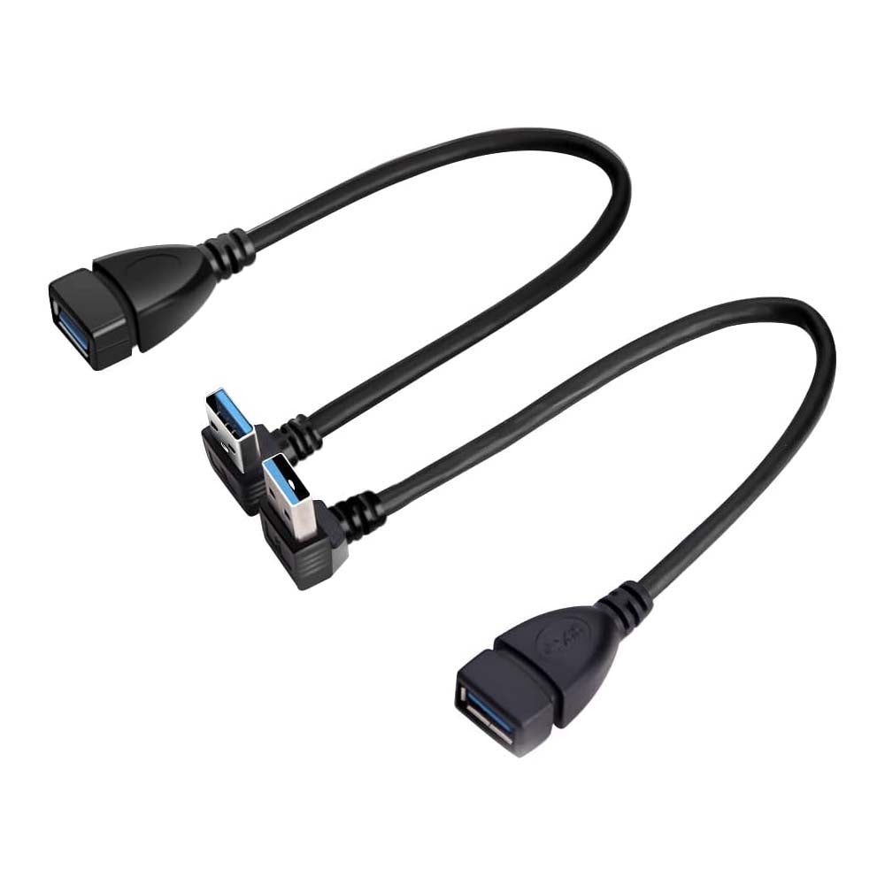 20cm USB 3.0 Male to Female Extension Cable Set - Up & Down Angled Connectors