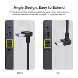 20cm USB 3.0 Male to Female Extension Cable Set - Up & Down Angled Connectors