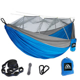 TERRAN Camping Hammock with Mosquito Net - Blue and Grey