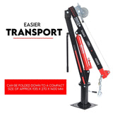 Hydraulic Crane 900kg Pickup Swivel Ute Truck Trailer Lift Hoist Winch Haul - Side View