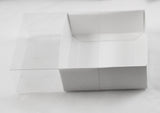 100 Pack of Clear Lid White Card Coaster & Invitation Favor Boxes - 8cm Square, 2cm Deep, Perfect for Weddings and Events