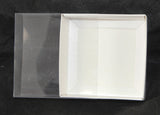 100 Pack of Clear Lid White Card Coaster & Invitation Favor Boxes - 8cm Square, 2cm Deep, Perfect for Weddings and Events