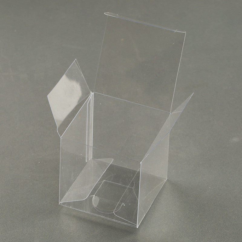 100 Pack of Clear PVC 8x8x10cm Folding Gift Boxes for Weddings, Jewelry, Party Favors, and Candy Packaging