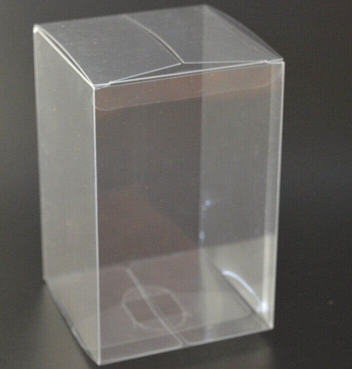 100 Pack of Clear PVC 8x8x10cm Folding Gift Boxes for Weddings, Jewelry, Party Favors, and Candy Packaging