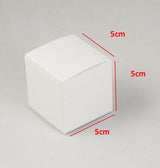 100 Pack of White 5cm Cube Gift Boxes - Foldable Small Square Boxes for Wedding Favors, Jewelry, Party Treats, and Candy Packaging - Front View