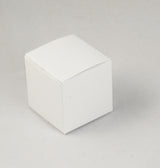 100 Pack of White 5cm Cube Gift Boxes - Foldable Small Square Boxes for Wedding Favors, Jewelry, Party Treats, and Candy Packaging - Side View