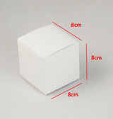 100 Pack of White 8x8x8cm Decorative Cube Gift Boxes - Versatile Folding Boxes for Weddings, Jewelry, Party Favors, and More - Front View