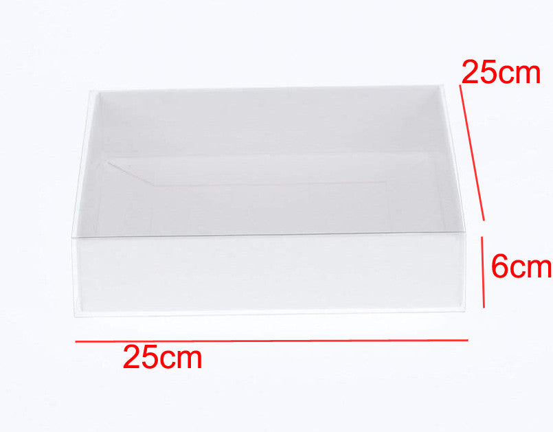 100 Pack of Elegant White Gift Boxes with Clear Slide-On Lids - 25 x 25 x 6cm - Perfect for Beauty Products, Hampers, Cakes, Sweets, and Holiday Gifts