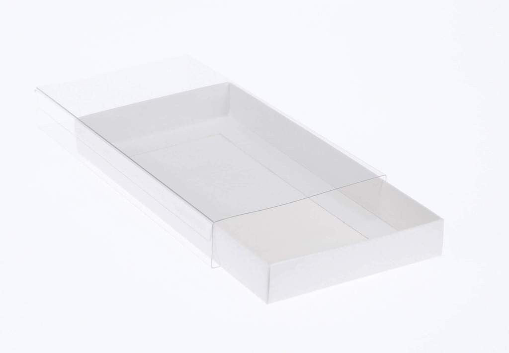 100 Pack of Elegant White Gift Boxes with Clear Slide-On Lids - 25 x 25 x 6cm - Perfect for Beauty Products, Hampers, Cakes, Sweets, and Holiday Gifts