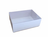 100 Pack of Elegant White Gift Boxes with Clear Slide-On Lids - 25 x 25 x 6cm - Perfect for Beauty Products, Hampers, Cakes, Sweets, and Holiday Gifts - Rear View