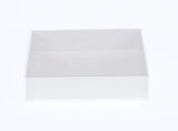 100 White Card Boxes with Clear Slide-On Lids - 30 x 20 x 8cm - Versatile Packaging for Gifts, Cakes, and Fashion Items - Perfect for Holidays and Events