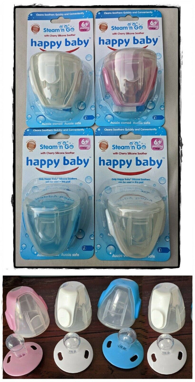 Wholesale 25-Pack of Happy Baby Steam N Go Cherry Silicone Soothers - 100 Pieces for Retail Resale