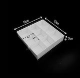 50 Pack of Clear Lid White Gift Boxes with 9 Compartment Inserts for Chocolates and Treats - 12x12x3cm Size