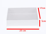 50 Count White Gift Boxes with Clear Slide-On Lid - 17 x 25 x 5cm - Perfect for Beauty Products, Sweets, Cakes, and Holiday Hampers