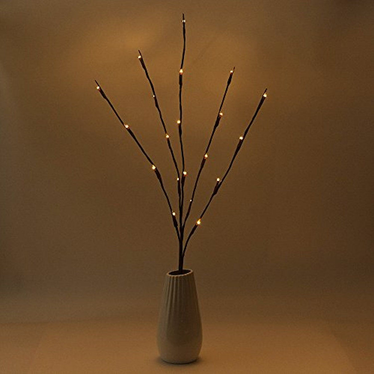 Warm White LED Fairy Light Branch Set - 5 Pack with 20 Bulbs Each - 50cm Tall Battery-Powered Décor