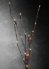 Warm White LED Fairy Light Branch Set - 5 Pack with 20 Bulbs Each - 50cm Tall Battery-Powered Décor