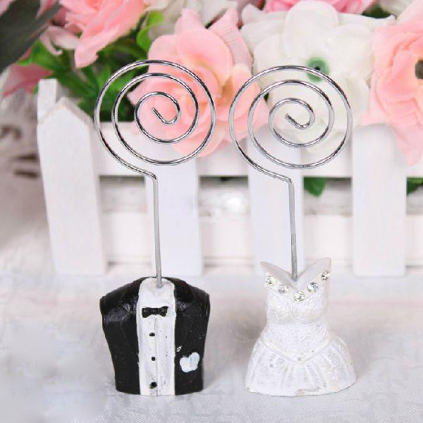 100 Pack of Bride and Groom Name Card Stands - Elegant Wedding Table Decoration Favors