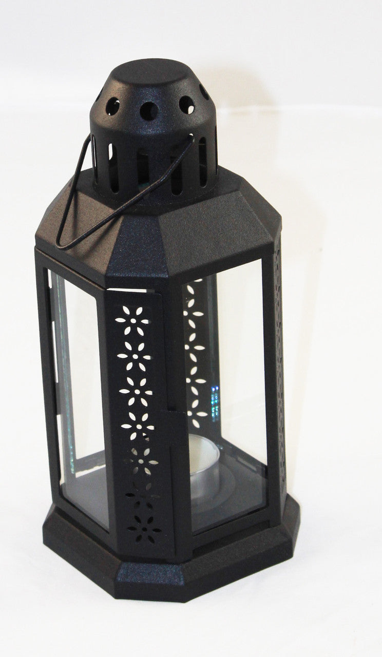 Set of 10 Black Metal Miners Lanterns for Weddings and Home Decor - 21cm Tealight Candle Holders