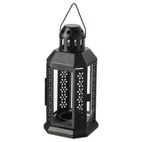 Set of 5 Black Metal Tealight Lanterns for Weddings and Home Decor - 21cm Tall