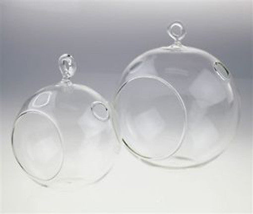 Set of 10 Hanging Clear Glass Tealight Candle Holders - 10cm Diameter - Ideal for Weddings, Home Decor, and Mini Garden Designs