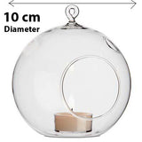 Set of 24 Hanging Clear Glass Tealight Candle Holders - 10cm Diameter for Weddings and Home Decor