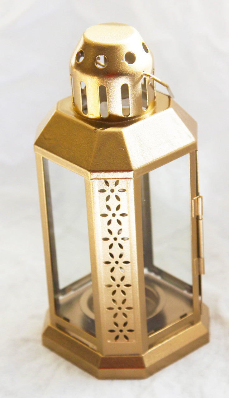 Set of 10 Gold Metal Lanterns for Tealight Candles - Perfect for Weddings, Summer Parties, and Home Décor - 21cm Height