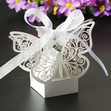 Ivory Cream Butterfly Gift Boxes - 100 Pack for Weddings, Engagements, and Parties - Side View