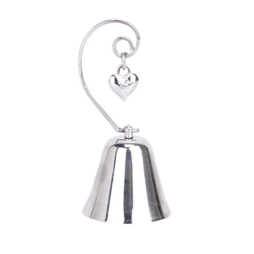 Deluxe Silver Wedding Kissing Bell Card Holder Favors - 100 Bulk Pack with Heart Design