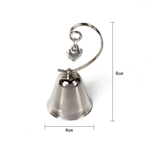 Deluxe Silver Wedding Kissing Bell Card Holder Favors - 100 Bulk Pack with Heart Design