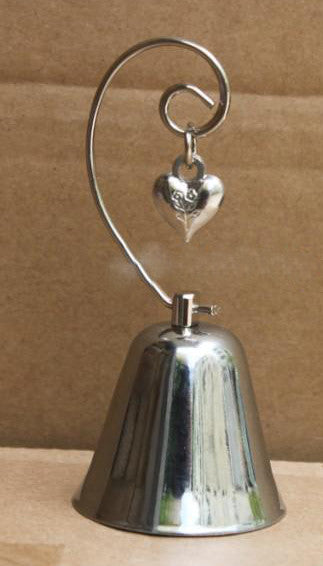 Deluxe Silver Wedding Kissing Bell Card Holder Favors - 100 Bulk Pack with Heart Design