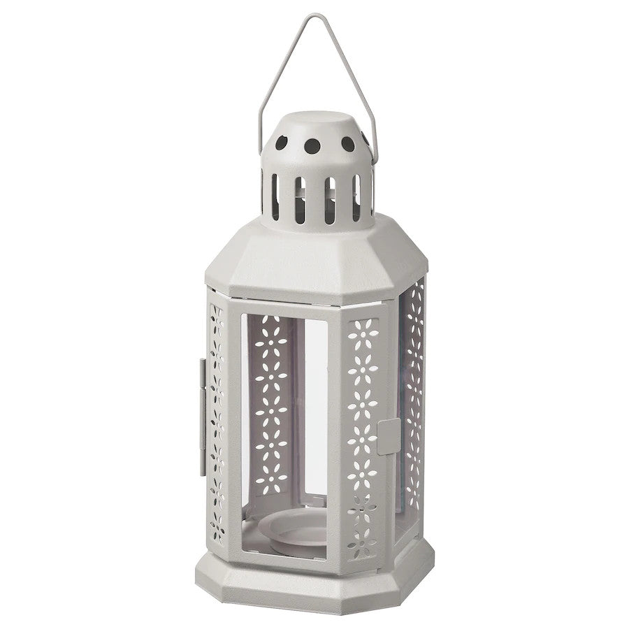 Set of 10 Grey Metal Lanterns for Tealights - Ideal for Weddings, Parties, and Home Decor - 22cm Tall