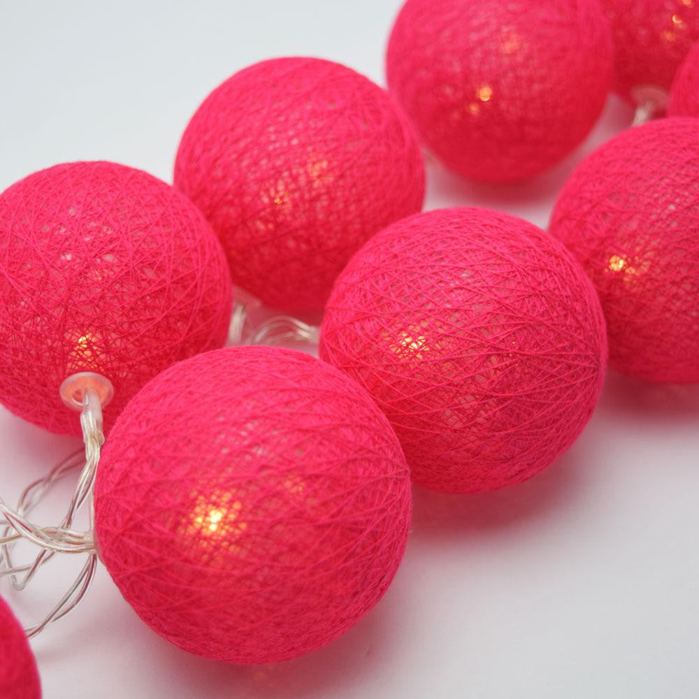 20 Red LED Cotton Ball Fairy Lights - 5cm Battery-Powered String Lights for Christmas, Weddings, Parties, and Home Decor