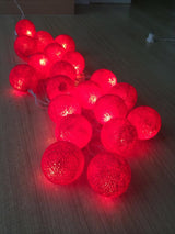 20 Red LED Cotton Ball Fairy Lights - 5cm Battery-Powered String Lights for Christmas, Weddings, Parties, and Home Decor