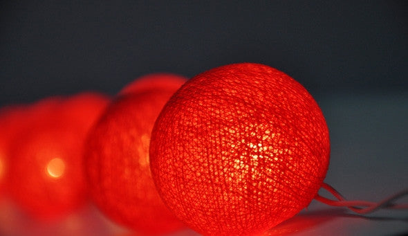 20 Red LED Cotton Ball Fairy Lights - 5cm Battery-Powered String Lights for Christmas, Weddings, Parties, and Home Decor