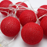 20 Red LED Cotton Ball Fairy Lights - 5cm Battery-Powered String Lights for Christmas, Weddings, Parties, and Home Decor