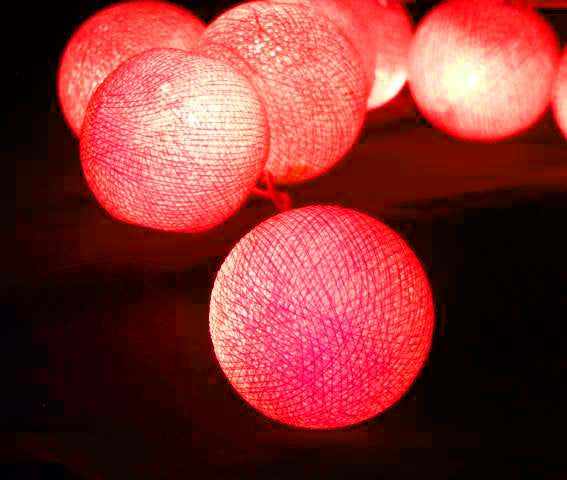 20 Red LED Cotton Ball Fairy Lights - 5cm Battery-Powered String Lights for Christmas, Weddings, Parties, and Home Decor