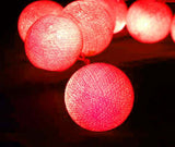 20 Red LED Cotton Ball Fairy Lights - 5cm Battery-Powered String Lights for Christmas, Weddings, Parties, and Home Decor