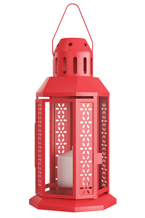 Set of 10 Elegant Red Metal Lanterns – 21cm Tealight Holders for Weddings, Parties, and Home Decor